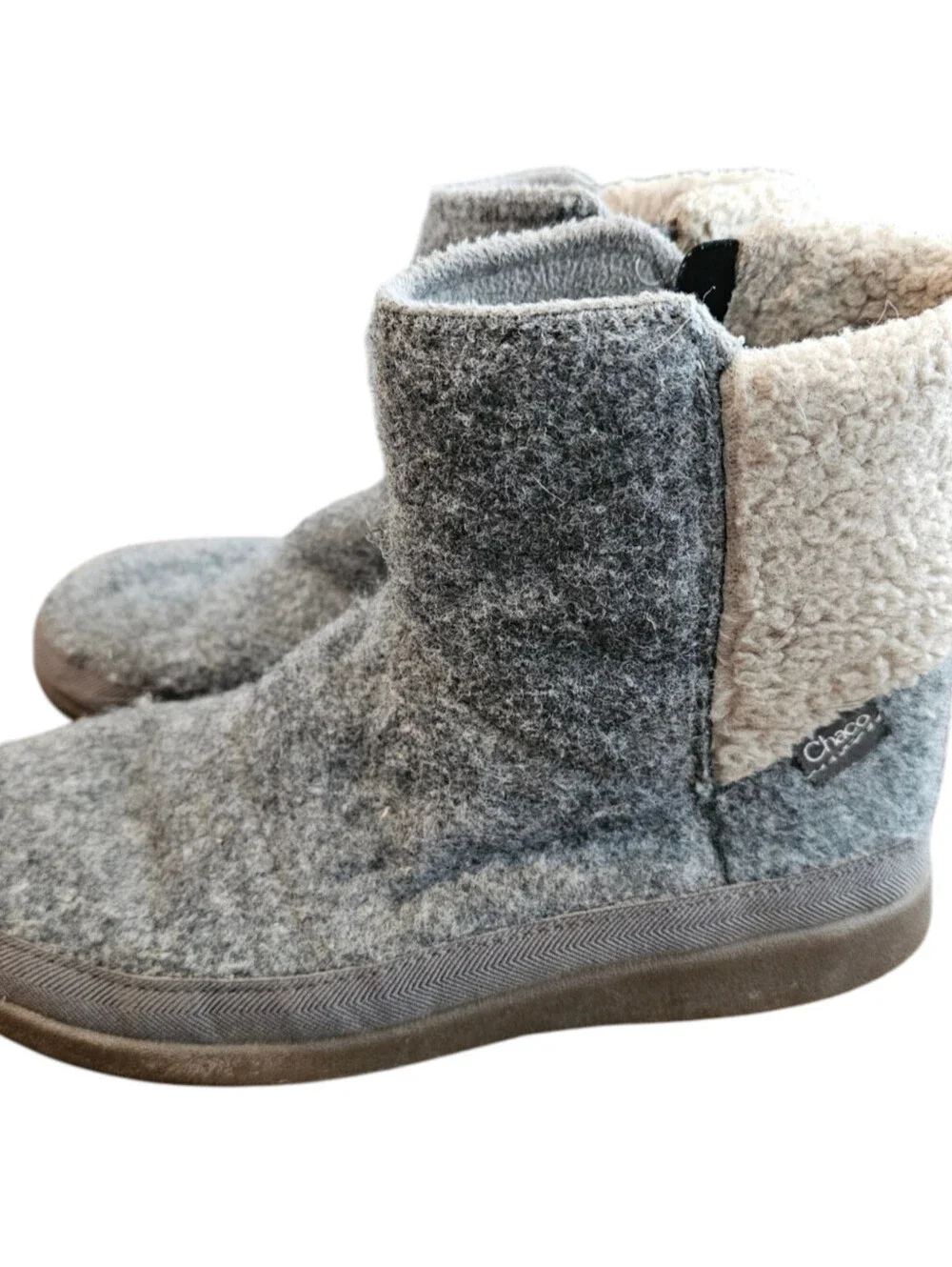Women's Size 6 Chaco Revel Tall - GREY Wool Sherpa Zip Boots